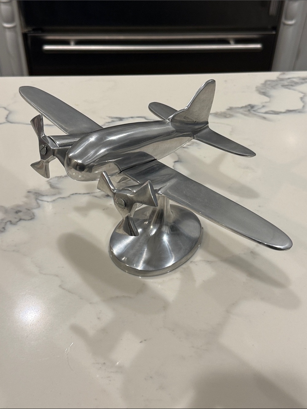 Metal Airplane handcrafted table top sculpture excellent condtion